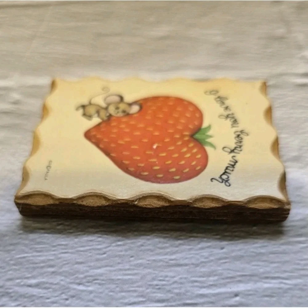 Refrigerator Magnet By Paula With Strawberry And Whimsical Mouse 